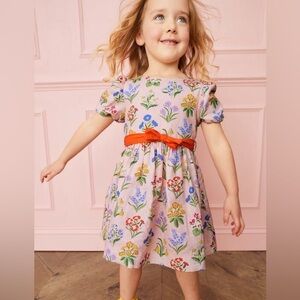 Mini Boden cotton linen vintage dress Floral pink floret paisley print floral